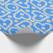 Aangepast inpakpapier, Daisy Chains op blauw Cadeaupapier (Hoek)