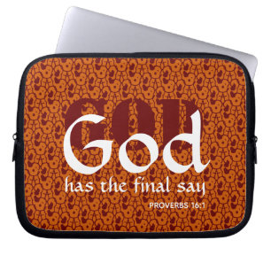Aangepast Inspirerend script GOD Faith Oranje Laptop Sleeve