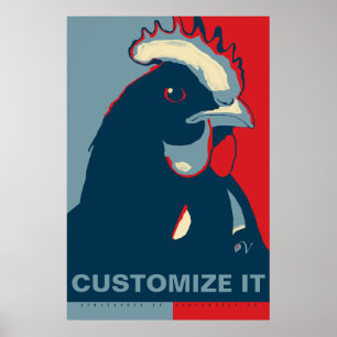 AANGEPAST IT Rood Wit Blauw Pop Art Chicken Poster