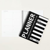 Aangepast jaar 2019 2020 Modern Black and White Planner (Display)