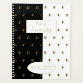 Aangepast jaar 2019 2020 zwart-wit goudmonogram K Planner (Voorkant)