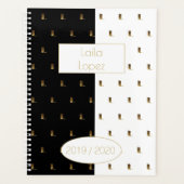 Aangepast jaar 2019 2020 zwart-wit goudmonogram L Planner (Voorkant)
