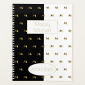 Aangepast jaar 2019 2020 zwart-wit goudmonogram M Planner (Voorkant)