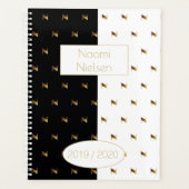 Aangepast jaar 2019 2020 zwart-wit goudmonogram N Planner (Voorkant)