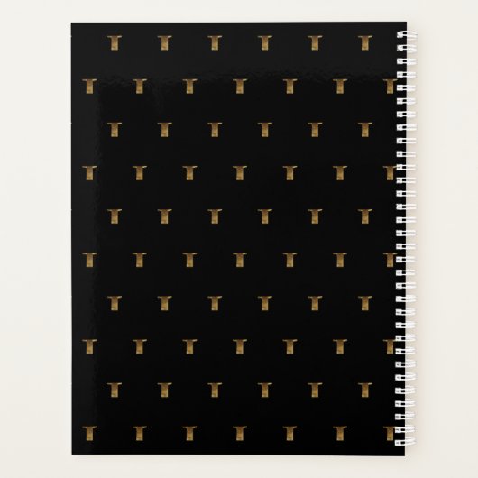 Aangepast jaar 2019 2020 zwart-wit goudmonogram T Planner (Achterkant)