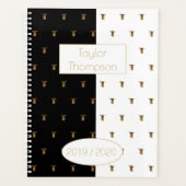 Aangepast jaar 2019 2020 zwart-wit goudmonogram T Planner (Voorkant)