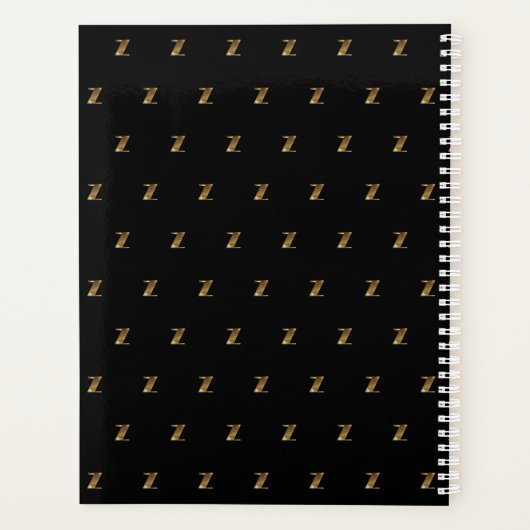 Aangepast jaar 2019 2020 zwart-wit goudmonogram Z Planner (Achterkant)