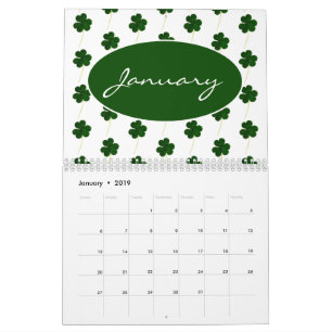 Aangepast jaar 2019 Ierse Shamrock Pattern Modern Kalender