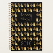 Aangepast jaar 2019 zwart goudmonogram M legant Planner (Voorkant)