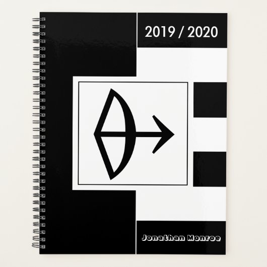 Aangepast jaar dierentuin Sagittarius Black White Planner (Voorkant)