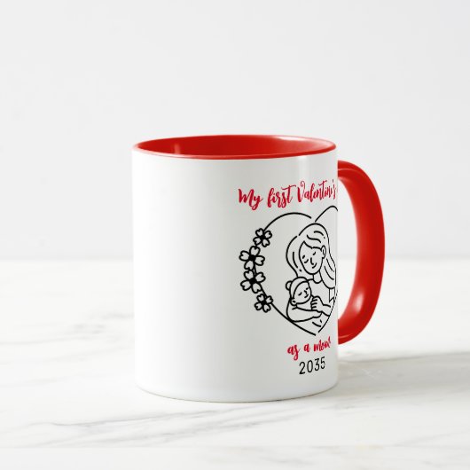 Aangepast jaar eerste Valentijnsdag als een moeder Mok (Voorkant rechts)