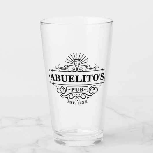 Aangepast jaar van de Pub van Abuelito Glas (Voorkant)