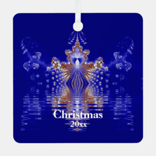 Aangepast jaar voor blauwe en goudkerstversiering metalen ornament