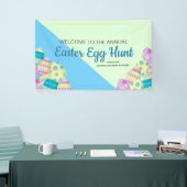 Aangepast jachtsignaal voor paaseieren bij spandoek (Beurs)