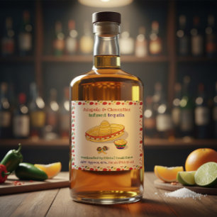 Aangepast Jalapeño & Clementine Geïnfuseerde Tequi Likeurfles Etiket
