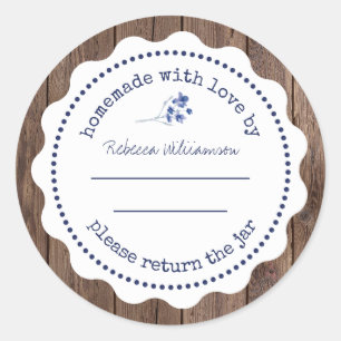 Aangepast jam Canning   Homemade met liefde Cla Ronde Sticker