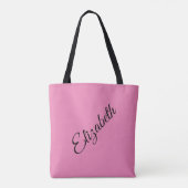 Aangepast je eigen naam elegant roze script draagtas (Achterkant)