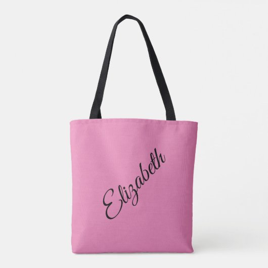 Aangepast je eigen naam elegant roze script draagtas (Achterkant)