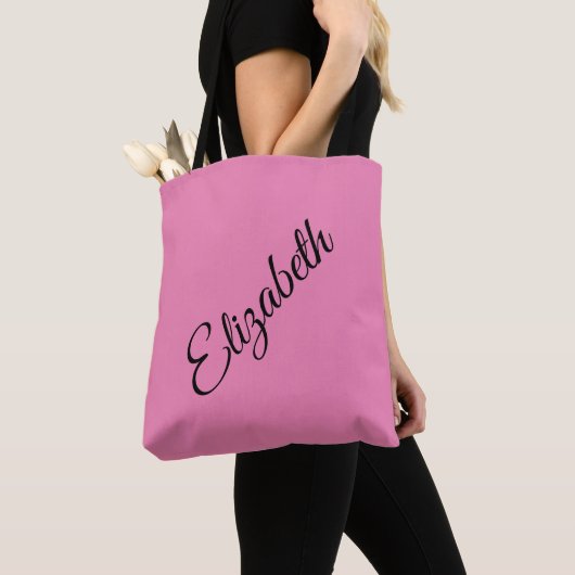 Aangepast je eigen naam elegant roze script draagtas (Dichtbij)