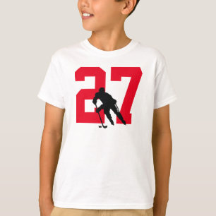 Aangepast jeugdhockeyspeler nummer Rood T-shirt