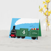 Aangepast jongetje met vierde verjaardag kaart (Gele Bloem)