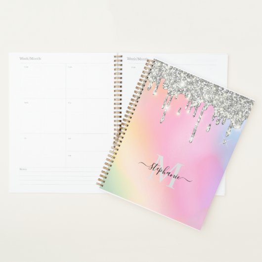Aangepast Jouw naam Script Silver Glitter Drivers  Planner (Display)