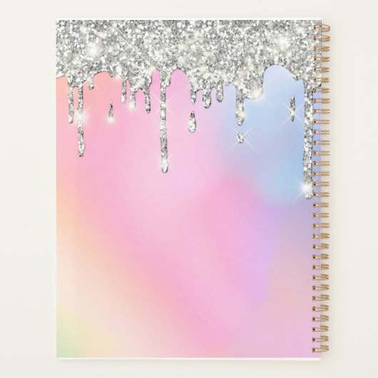 Aangepast Jouw naam Script Silver Glitter Drivers  Planner (Achterkant)