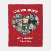 Aangepast Jubileum Hart Foto Collage Fleece Deken (Voorkant)