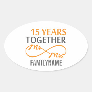 Aangepast Jubileum voor de heer en mevrouw 15de Ovale Sticker