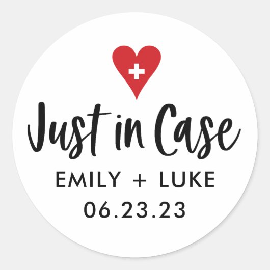 Aangepast 'Just in Case' Huwelijksherstelkit  Ronde Sticker (Voorkant)