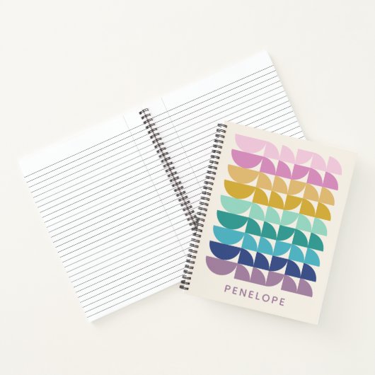 Aangepast kaartenkleurig geometrisch monogram notitieboek (Binnen)