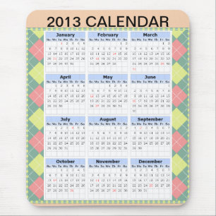 Aangepast kalender 2013 op een mousepad muismat