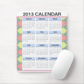 Aangepast kalender 2013 op een mousepad muismat (Met muis)