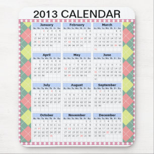 Aangepast kalender 2013 op een mousepad muismat