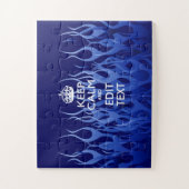 Aangepast kalm houden op blauw vlammendecor legpuzzel (Verticaal)