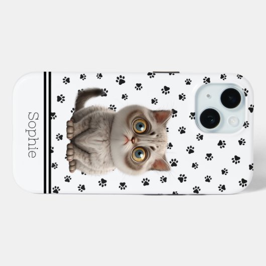 Aangepast Kat bevestigen Case-Mate iPhone Case (Achterkant (horizontaal))