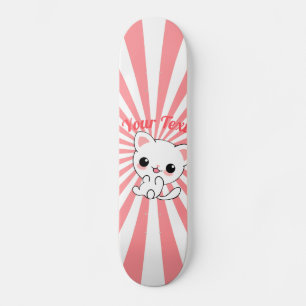Aangepast Kawaii White Kitten afspelen Skateboard