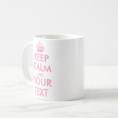 aangepast KEEP CALM en JOUW TEKST - bleek roze Koffiemok (Voorkant links)