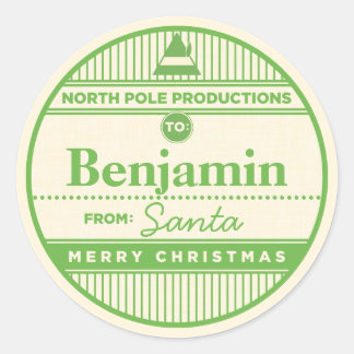 Aangepast Kerst sticker Noordpoolproductie