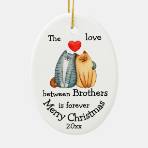 Aangepast kerstbroers Kat Quote Keramisch Ornament