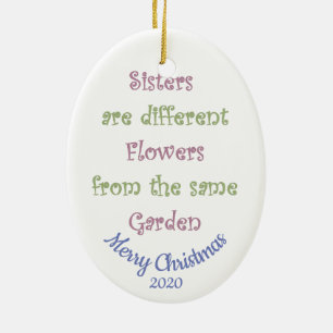 Aangepast kerstcadeau voor kerstzussen keramisch ornament