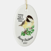 Aangepast kerstcitaat Fun Chickadee Bird Keramisch Ornament (Rechts)