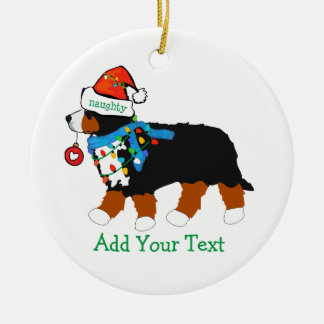 Aangepast kerstfeest Bernese Mountain Naughty Dog Keramisch Ornament