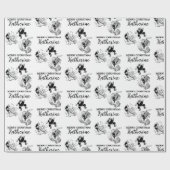 Aangepast kerstfeest Funny Santa Black White Cadeaupapier (Vlak)