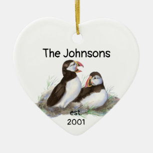 Aangepast kerstfeest in combinatie met Puffins Bir Keramisch Ornament