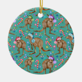 Aangepast kerstfeest Kangaroo Keramisch Ornament