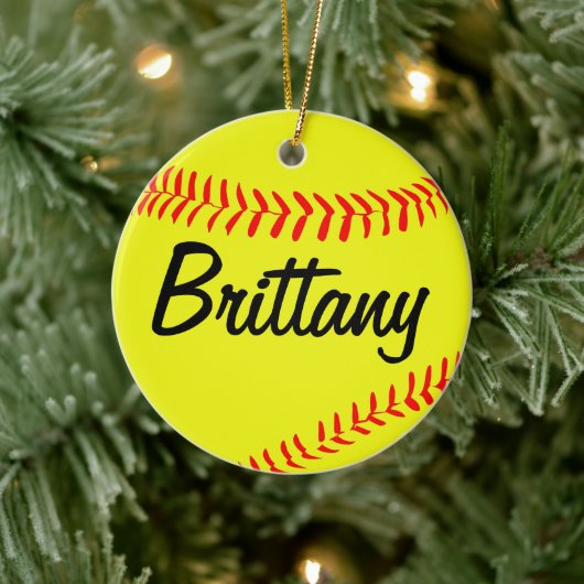 Aangepast kerstfeest met softball keramisch ornament (Boom)