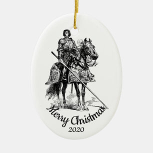 Aangepast kerstfeest-nacht in de Shining Armor Fun Keramisch Ornament