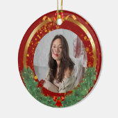 Aangepast kerstfotokeramisch sieremmer keramisch ornament (Links)