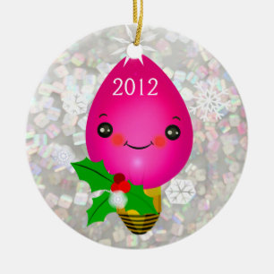 Aangepast kerstfotoornament voor baby's eerste ker keramisch ornament